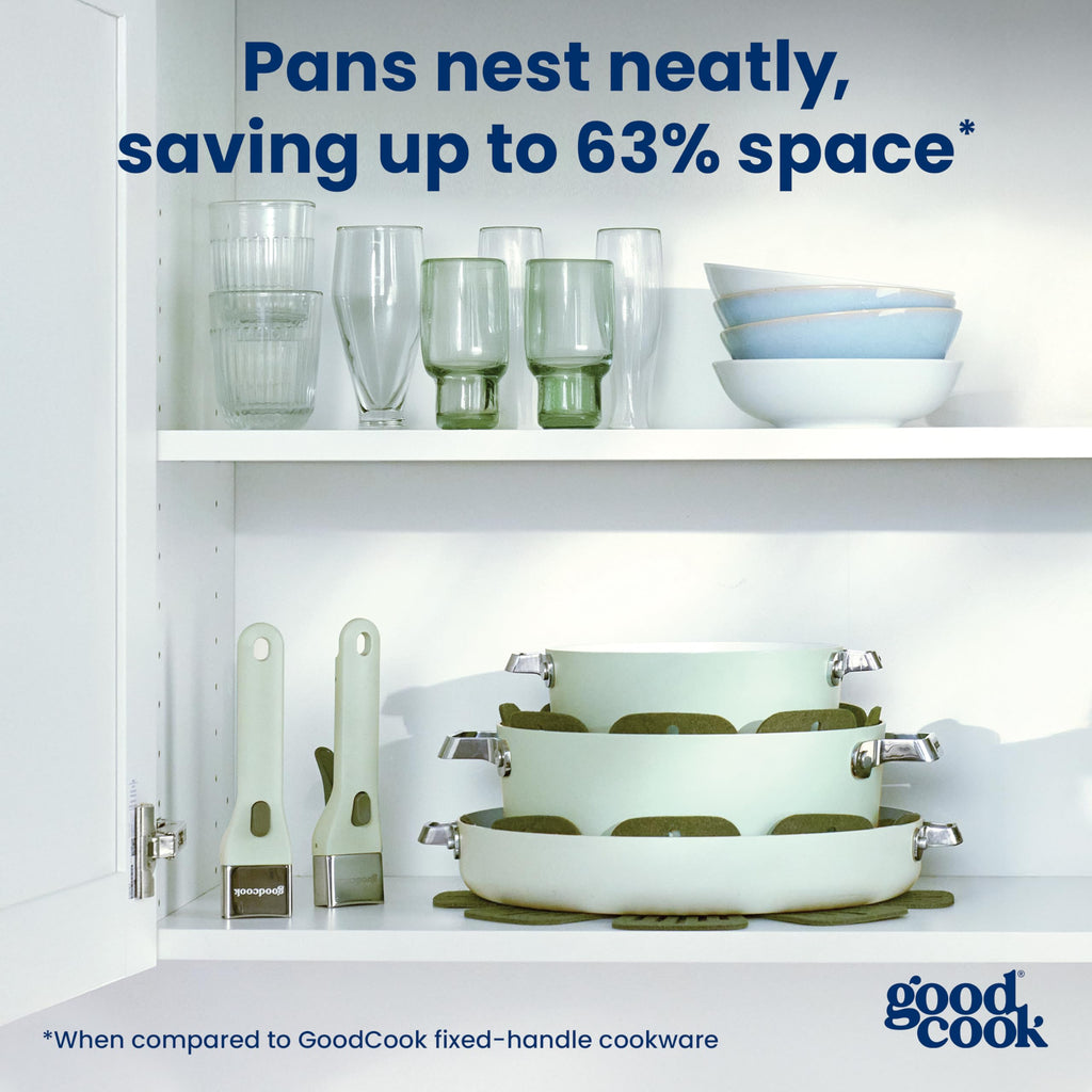 14-Piece Ceramic Cookware Set with Removable Handles, Sage Green G41150