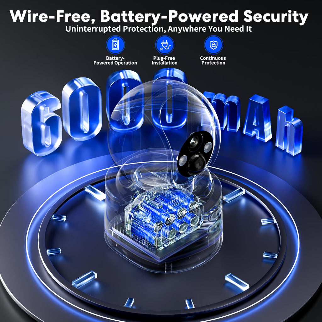 Battery Powered Wireless Indoor Security Camera, 4MP HD Pan/Tilt, 6000mAh Rechargeable, 5G&2.4G WiFi 6 K578096