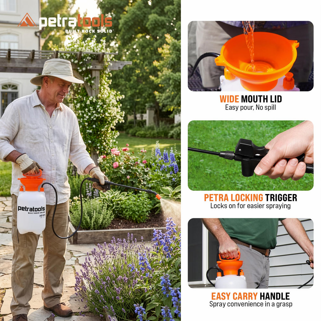 1 Gallon Garden Pump Sprayer with 52-in Hose & 2 Nozzles S195