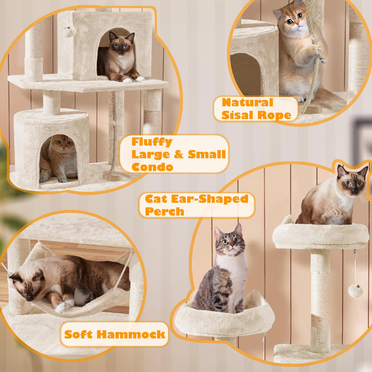Beige 70.5in Multi-Level Cat Tree W5246