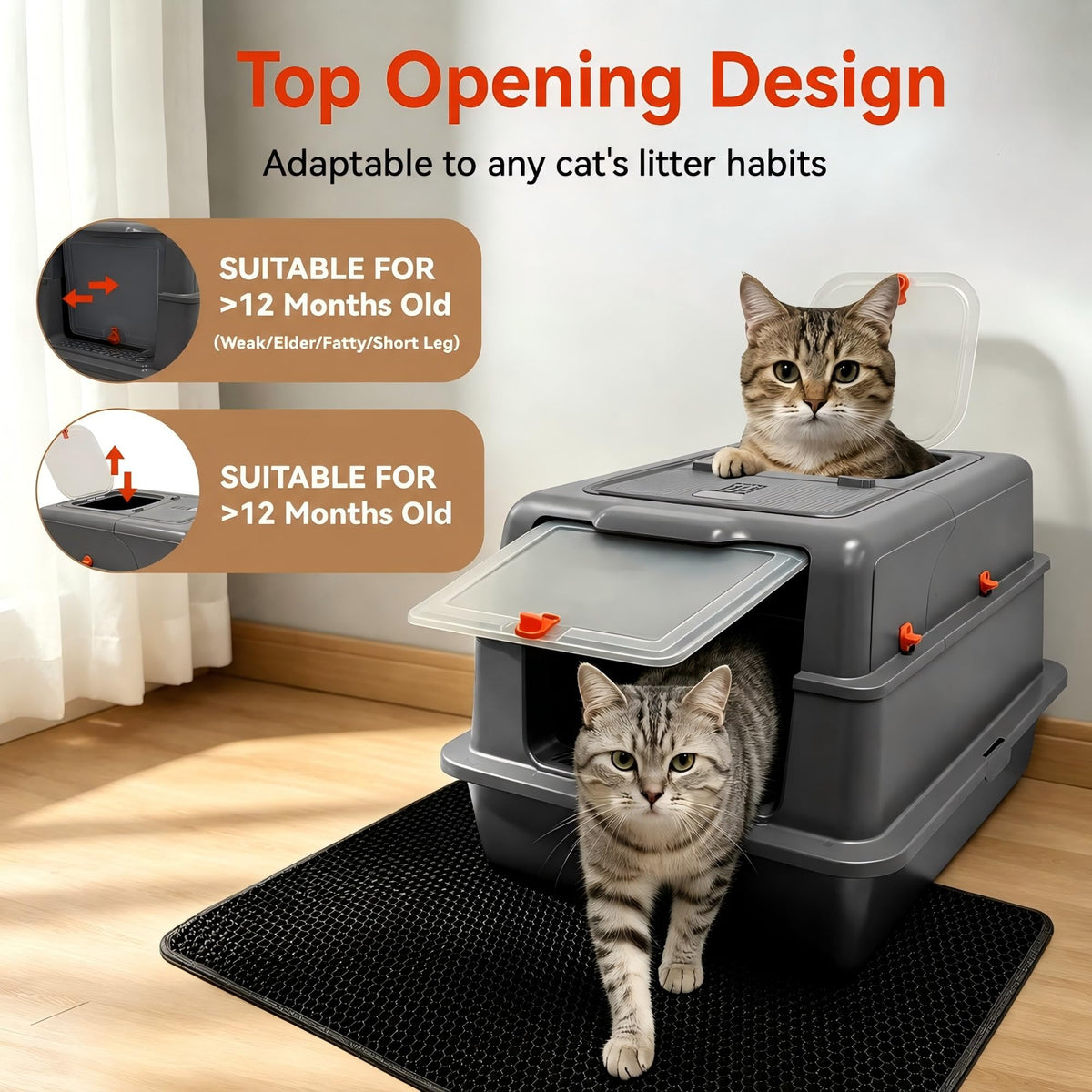 2 Pack XXXL Stainless Steel Litter Box with Lid Q1224