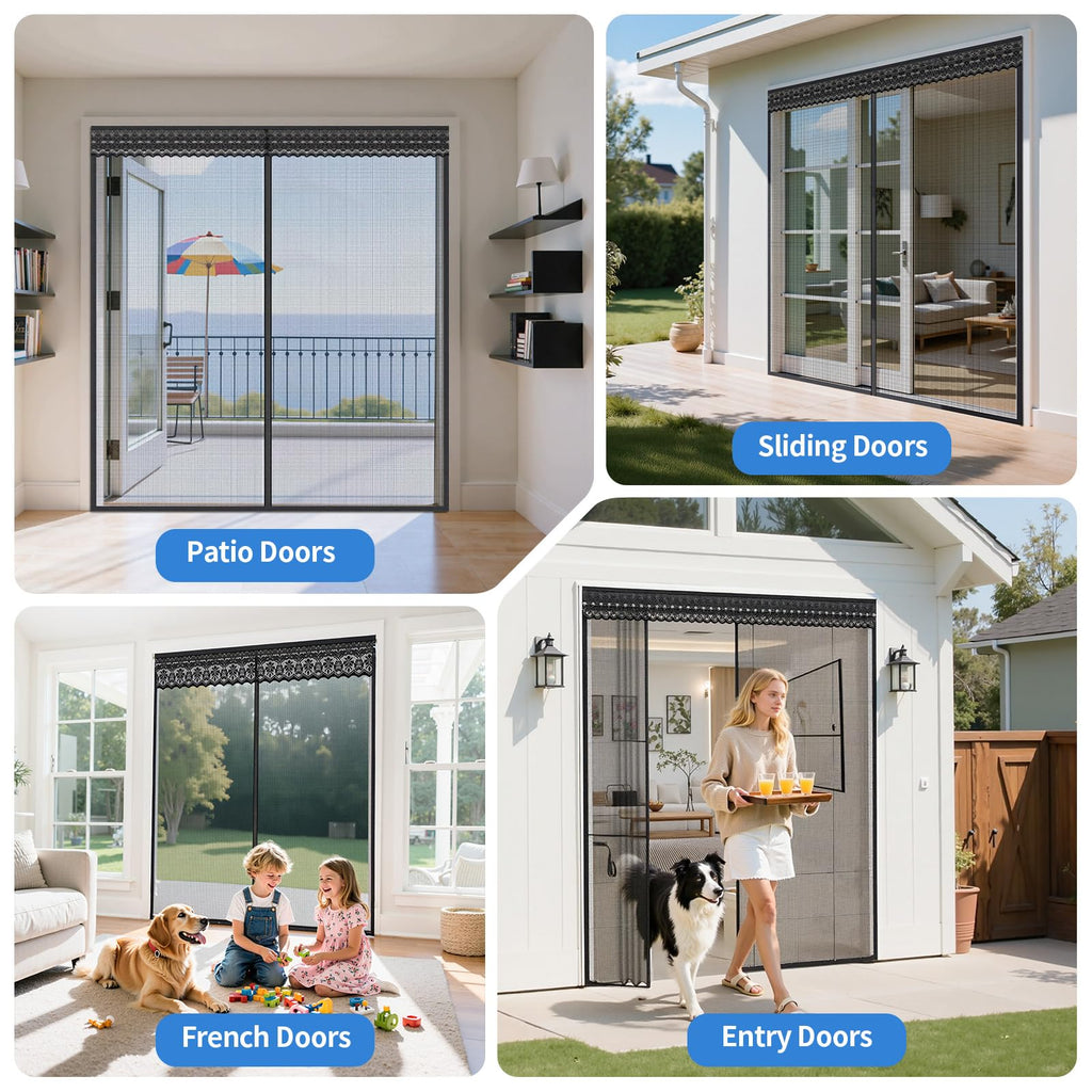 72x80 Inch Retractable Magnetic Screen Door H9198