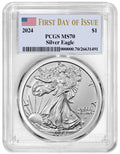 2024 $1 American Silver Eagle PCGS MS70 First Day of Issue A53500