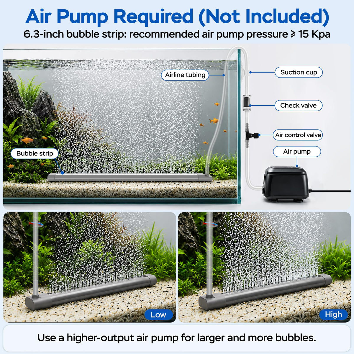 Aquarium Air Bubble Strip, Fine Bubble Wall Air Stone Bar (6.3 Inch) K835185