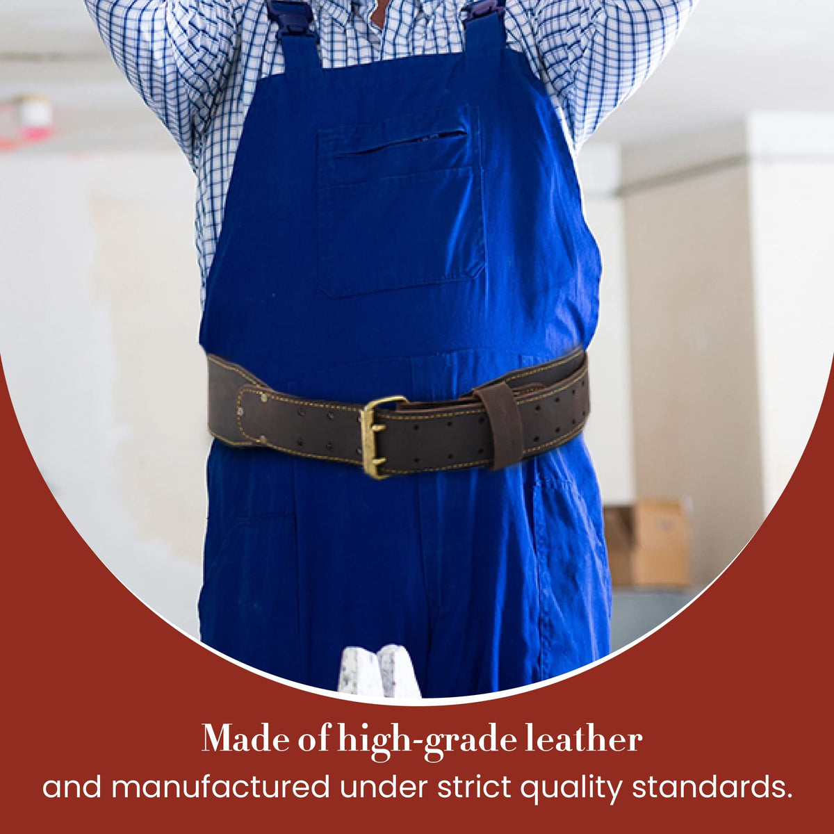 3" Wide Full-Grain Oiled Leather Work Belt V663893