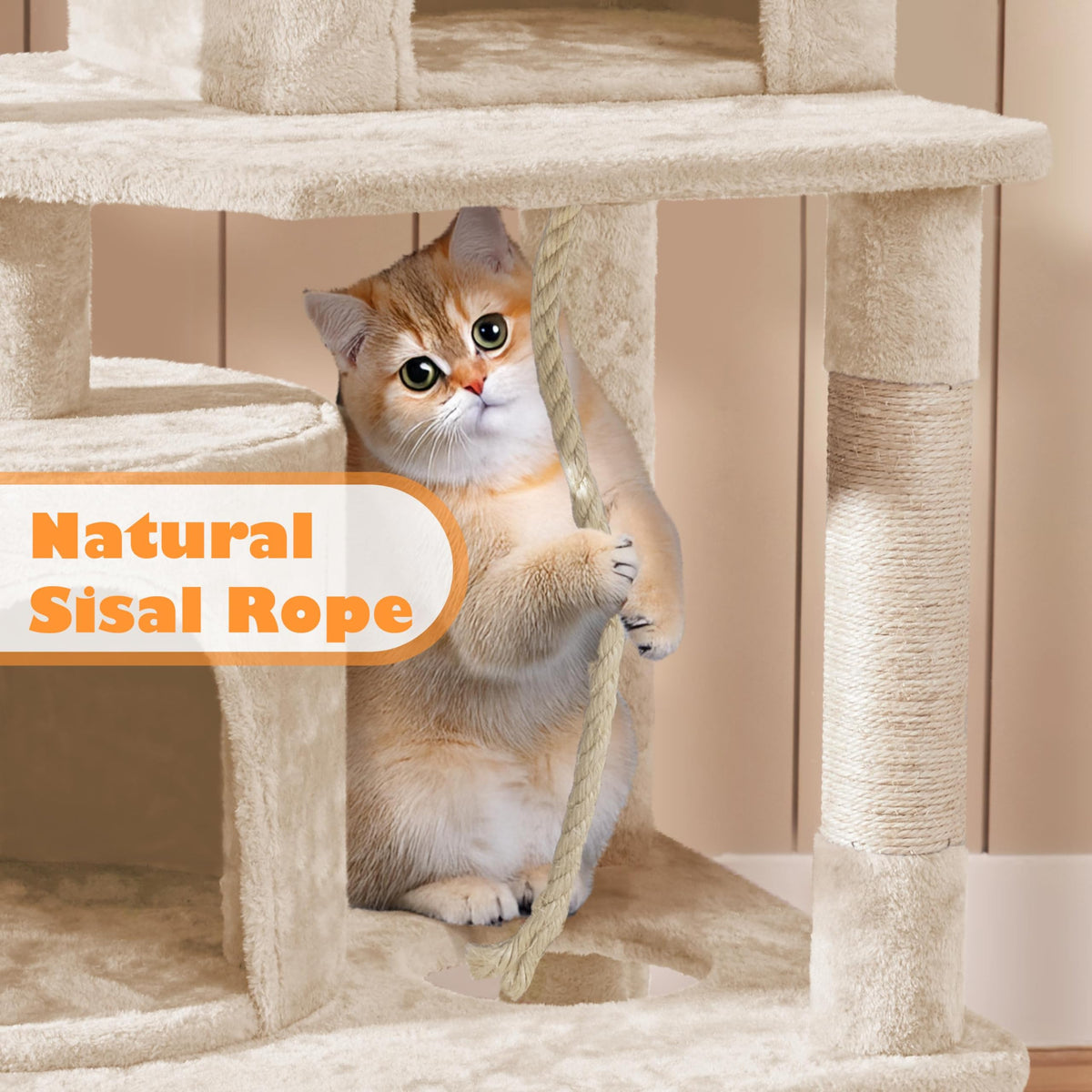 Beige 70.5in Multi-Level Cat Tree W5246