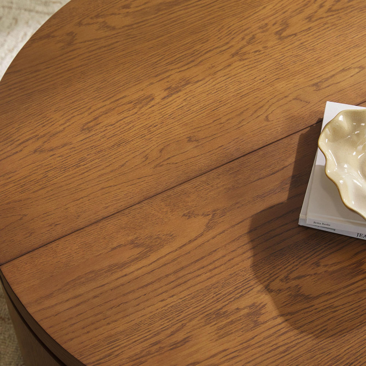 Solid Oak Wood Veneer Coffee Table with Storage, 36 Inch, Medium Brown Oak B13294