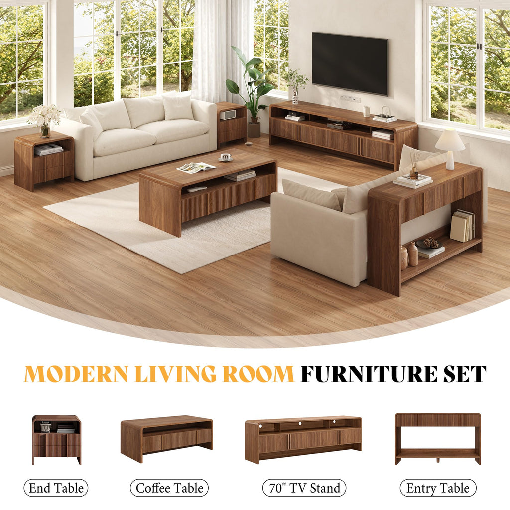 Fluted Coffee Table with Storage U99074
