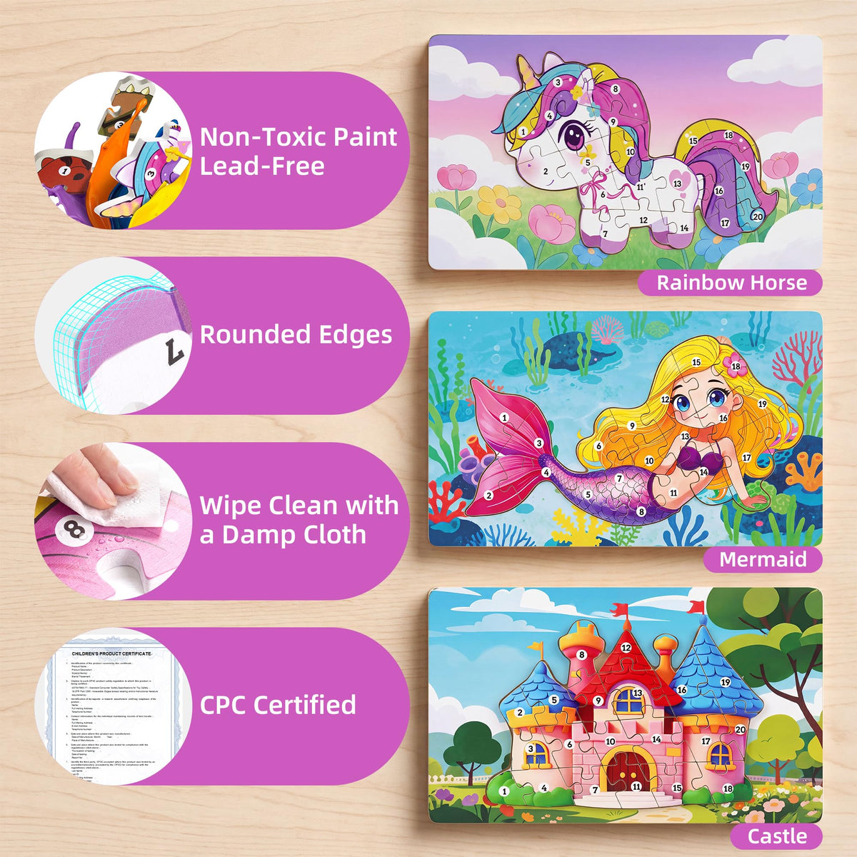 Wooden Puzzle for Toddlers Age 3-5 K701198
