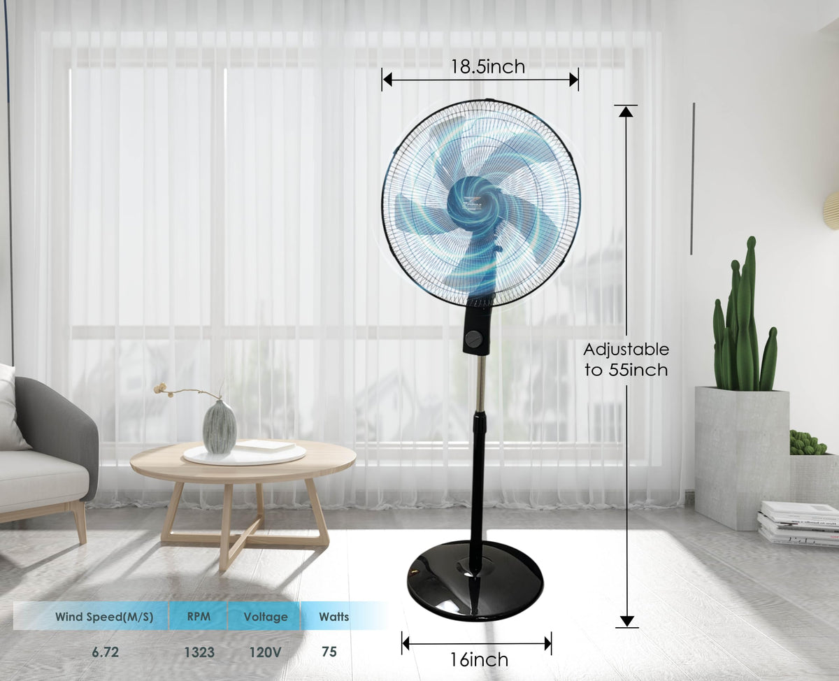 Black 2 Pack 16 inch Pedestal Stand Fan H86231