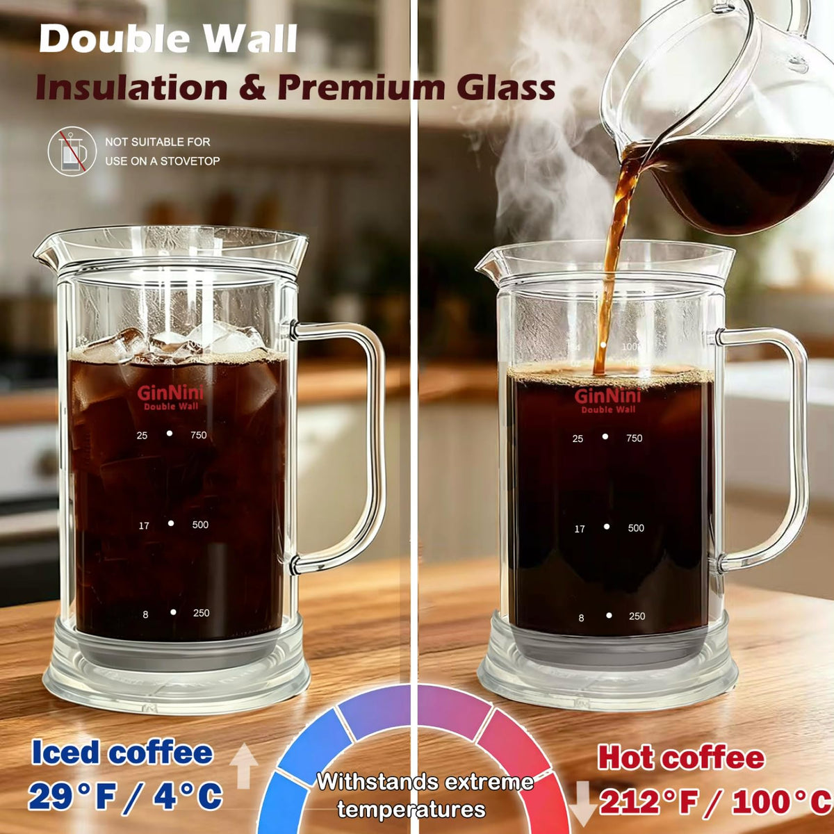 34oz Double-Wall Glass French Press O885210
