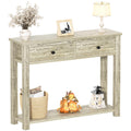 32 Inch Light Rustic Oak Console Table with 2 Drawers J9069