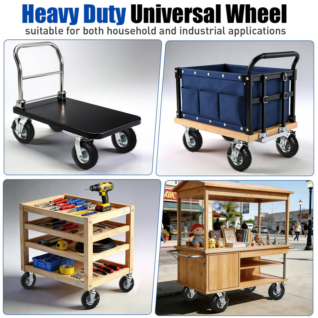 8 Inch Heavy Duty Pneumatic Caster Wheels with Brake, 1000 lbs Capacity, Set of 4 S97988