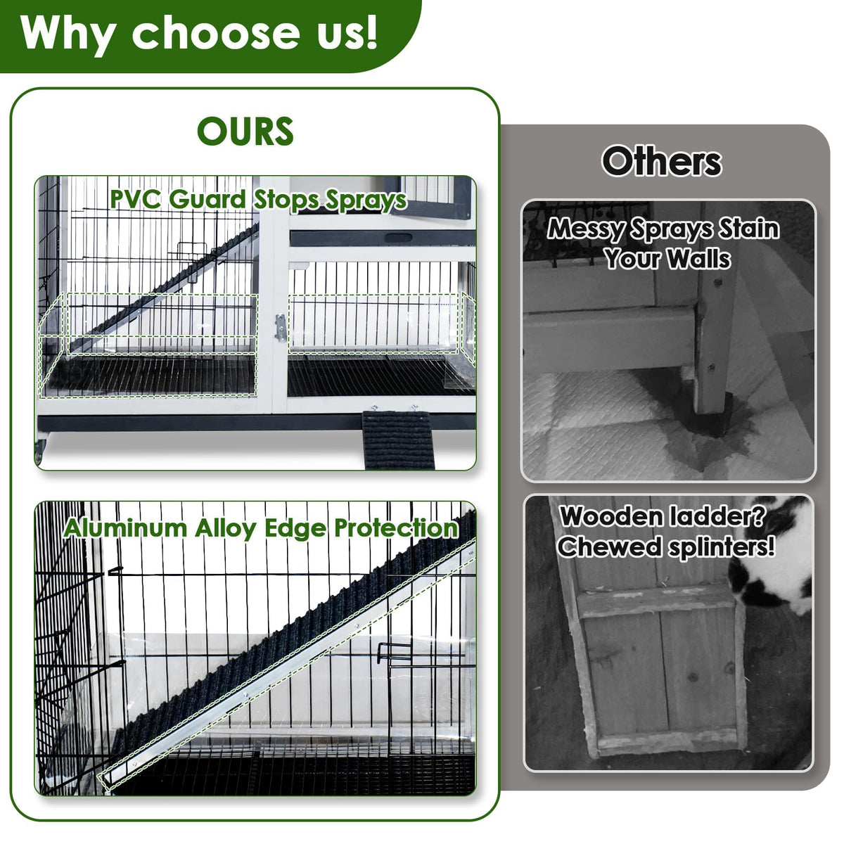 White Indoor Outdoor Rabbit Hutch with Tray A294