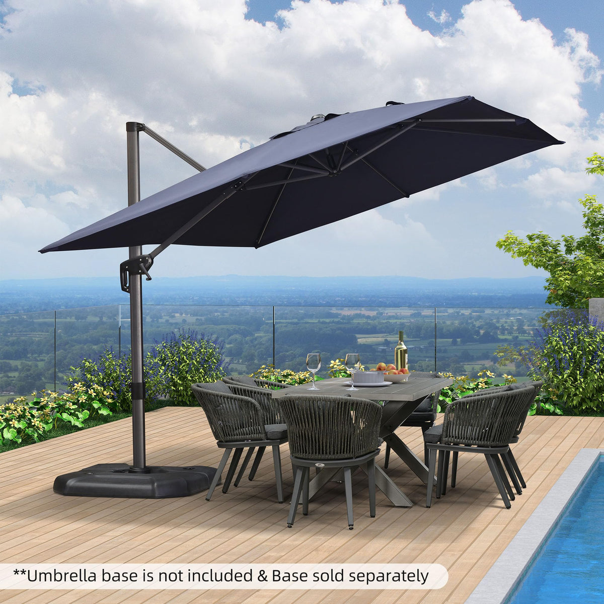 Navy Rectangle Patio Umbrella A6074