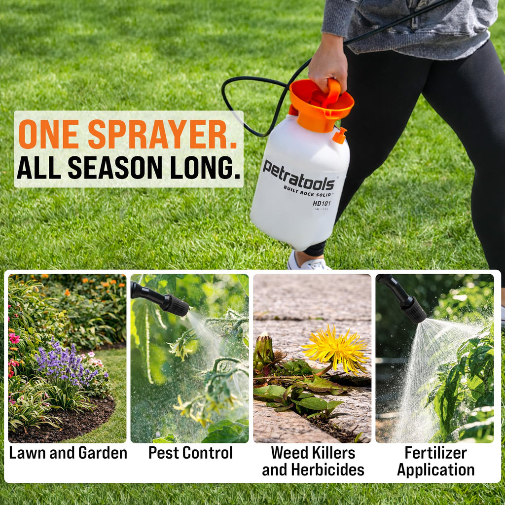 1 Gallon Garden Pump Sprayer with 52-in Hose & 2 Nozzles S195